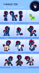 Size: 2500x4667 | Tagged: safe, artist:centchi, oc, oc:t-minus ten, dog, earth pony, pony, astronaut, clothes, costume, female, filly, glasses, mare, mass effect, punk, reference sheet, shadowbolts costume, spacesuit, the legend of korra, wet mane