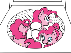 Size: 648x486 | Tagged: safe, artist:flutterluv, edit, pinkie pie, earth pony, pony, g4, behaving like a cat, cute, diapinkes, female, it begins, mare, open mouth, pinkie in the washing machine, ponified animal photo, self ponidox, simple background, smiling, solo, the ride never ends, triality, washing machine, white background, xk-class end-of-the-world scenario