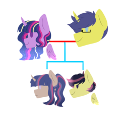Size: 1230x1146 | Tagged: safe, artist:artistcoolpony, comet tail, twilight sparkle, oc, pegasus, pony, unicorn, g4, family, family tree, female, floating wings, male, offspring, parent:comet tail, parent:twilight sparkle, parents:cometlight, ship:cometlight, shipping, simple background, straight, transparent background