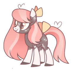 Size: 1024x983 | Tagged: safe, artist:chococakebabe, oc, oc only, earth pony, pony, base used, bow, colored hooves, female, hair bow, heart, heart eyes, mare, simple background, solo, tail bow, transparent background, wingding eyes