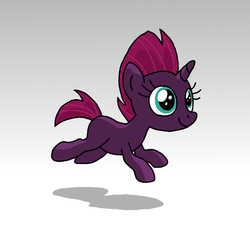 Size: 542x518 | Tagged: safe, artist:manulis, fizzlepop berrytwist, tempest shadow, pony, unicorn, g4, blank flank, female, filly, filly tempest shadow, gradient background, smiling, solo, younger