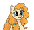 Size: 503x439 | Tagged: safe, artist:manulis, pear butter, earth pony, pony, g4, female, mare, raised hoof, simple background, smiling, solo, stray strand, white background