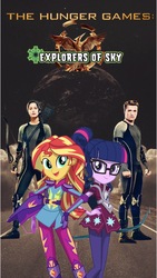 Size: 868x1536 | Tagged: safe, editor:php77, sci-twi, sunset shimmer, twilight sparkle, equestria girls, g4, my little pony equestria girls: friendship games, hunger games, the hunger games