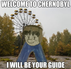 Size: 1016x978 | Tagged: safe, artist:antique1899, edit, oc, oc:ragtime melody, chernobyl, hat, image macro, meme, ushanka, wat