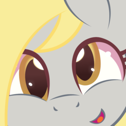 Size: 1240x1240 | Tagged: safe, artist:ribiruby, derpy hooves, pegasus, pony, g4, close-up, cute, daaaaaaaaaaaw, derpabetes, extreme close-up, female, looking at you, mare, open mouth, smiling, solo, stare