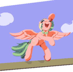 Size: 1252x1244 | Tagged: safe, alternate version, artist:dinexistente, somnambula, pegasus, pony, g4, day, drawthread, female, flying, mare, pixel art, request, sky, smiling, solo