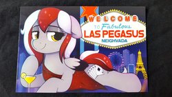 Size: 1200x675 | Tagged: safe, artist:moozua, derpibooru exclusive, oc, oc:royal flush, pegasus, pony, high roller pony con, las pegasus