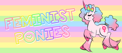 Size: 900x392 | Tagged: safe, artist:collaredginger, oc, oc only, pony, bow, curved horn, feminism, freckles, hair bow, horn, pastel, solo, tail jewelry, unshorn fetlocks