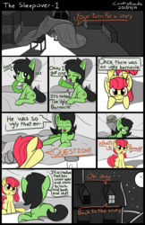 Size: 1770x2735 | Tagged: safe, artist:countryroads, apple bloom, oc, oc:filly anon, g4, comic, female, filly, something smells, spongebob squarepants, the ugly barnacle