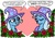 Size: 598x418 | Tagged: safe, artist:gingerfoxy, trixie, pony, unicorn, pony couple generator, g4, female, flower, heart, lesbian, mare, narcissism, rose, self ponidox, selfcest, shipping, trixtrix