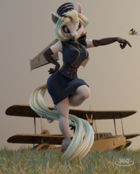 Size: 786x971 | Tagged: safe, artist:v747, oc, oc only, butterfly, anthro, 3d, female, pilot, plane, solo, wings