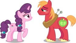 Size: 10016x5712 | Tagged: safe, artist:fruft, big macintosh, sugar belle, earth pony, pony, unicorn, g4, hard to say anything, absurd resolution, blushing, female, male, mare, ship:sugarmac, shipping, simple background, stallion, straight, transparent background, vector