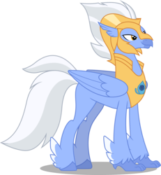 Size: 6998x7573 | Tagged: safe, artist:fruft, sky beak, classical hippogriff, hippogriff, g4, surf and/or turf, absurd resolution, armor, feathered fetlocks, male, simple background, solo, transparent background, vector