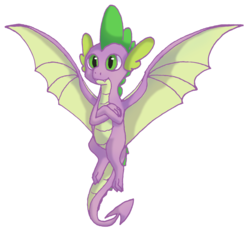 Size: 2153x2061 | Tagged: safe, artist:kappetapp, spike, dragon, g4, molt down, crossed arms, high res, male, simple background, solo, spread wings, transparent background, winged spike, wings