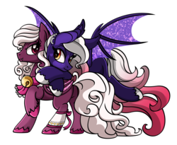 Size: 6435x5268 | Tagged: safe, artist:estories, oc, oc only, oc:blood moon, oc:starry night, bat pony, pony, absurd resolution, female, mare, simple background, transparent background