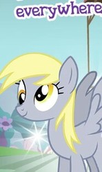 Size: 186x314 | Tagged: safe, gameloft, derpy hooves, g4, meme, unstoppable force of derp, wow! glimmer, x x everywhere
