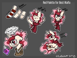 Size: 800x600 | Tagged: safe, artist:redpalette, oc, oc only, oc:red palette, pony, unicorn, blushing, book, clothes, cute, glasses, scarf, socks, solo, squishy, striped socks