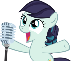 Size: 4828x4145 | Tagged: safe, artist:ironm17, coloratura, earth pony, pony, g4, absurd resolution, bipedal, female, filly, filly coloratura, happy, microphone, open mouth, rara, simple background, singing, solo, transparent background, vector, younger