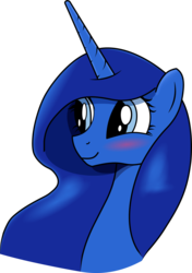 Size: 1797x2548 | Tagged: safe, artist:brisineo, artist:warking76, oc, oc only, oc:eos, alicorn, pony, fallout equestria, fallout equestria: broken bonds, alicorn oc, artificial alicorn, blue alicorn (fo:e), blushing, bust, fanfic, fanfic art, female, horn, mare, not luna, portrait, simple background, smiling, solo, transparent background