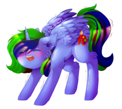 Size: 2036x1812 | Tagged: safe, artist:twinkepaint, oc, oc only, oc:paint color, alicorn, pony, behaving like a cat, female, fluffy, mare, simple background, solo, transparent background
