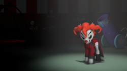 Size: 1920x1080 | Tagged: safe, artist:dracagon, oc, oc only, pony, 3d, clothes, clown makeup, solo, trixie's cannon