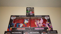 Size: 3328x1872 | Tagged: safe, princess cadance, shining armor, spike, g4, andrew francis, autograph, funko, toy