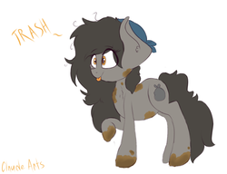 Size: 1300x1000 | Tagged: safe, artist:claudearts, oc, oc only, oc:trash, pony, :p, dirty, silly, solo, tongue out