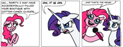 Size: 940x366 | Tagged: safe, artist:gingerfoxy, pinkie pie, rarity, earth pony, pony, unicorn, pony comic generator, g4, comic, microphone