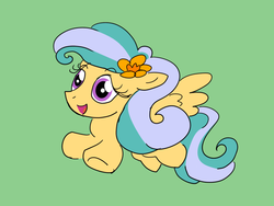 Size: 800x600 | Tagged: safe, artist:pacificside18, oc, oc only, oc:pacific breeze, pegasus, pony, chibi, colored, doodle, female, flower, flower in hair, happy, mare, pegasus oc, solo, spread wings, wings