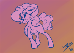 Size: 1153x831 | Tagged: safe, artist:irdes, pinkie pie, earth pony, pony, g4, abstract background, female, mare, missing cutie mark, solo