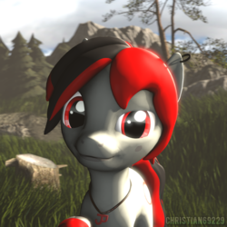 Size: 1024x1024 | Tagged: safe, artist:christian69229, oc, oc only, oc:tiorafa, earth pony, pony, 3d, bust, earth pony oc, looking at you, male, portrait, red eyes, solo, source filmmaker, stallion