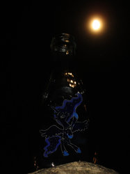 Size: 774x1033 | Tagged: safe, artist:malte279, princess luna, g4, bottle, craft, glass engraving, glass painting, moon, moonlight