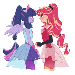 Size: 540x540 | Tagged: safe, artist:freshfriend, sci-twi, sunset shimmer, twilight sparkle, equestria girls, equestria girls specials, g4, most likely to be forgotten, my little pony equestria girls: better together, my little pony equestria girls: forgotten friendship, female, lesbian, ponied up, ship:sci-twishimmer, ship:sunsetsparkle, shipping, simple background, white background
