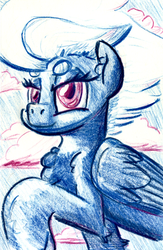 Size: 817x1252 | Tagged: safe, artist:shoeunit, fleetfoot, pegasus, pony, g4, colored pencil drawing, female, mare, solo, traditional art