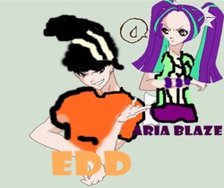 Size: 975x820 | Tagged: safe, artist:ponysloud99, aria blaze, equestria girls, g4, 1000 hours in ms paint, crossover, double aria d, double d, ed edd n eddy, hat, pictogram