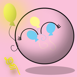 Size: 3000x3000 | Tagged: safe, artist:temerdzafarowo, pinkie pie, g4, ball, balloon, bouncing, eyes closed, happy, high res, jumping, morph ball, pink background, pinkieball, polandball, simple background