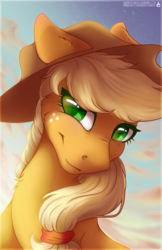 Size: 1024x1583 | Tagged: safe, artist:serenity, applejack, earth pony, pony, g4, cowboy hat, female, freckles, hat, mare, solo, stetson