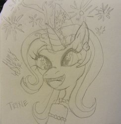 Size: 1024x1051 | Tagged: safe, artist:neptunefallen, trixie, pony, g4, female, fireworks, solo, starry eyes, traditional art, wingding eyes