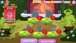 Size: 1280x720 | Tagged: safe, gameloft, idw, iron will, jargon, nostalgia goat, well-to-do, earth pony, goat, minotaur, pony, g4, my little pony: magic princess, clothes, coin, english, game screencap, gem, hat, horns, idw showified, male, mobile game, necktie, nose piercing, nose ring, numbers, piercing, sale, shirt, stallion, suspenders, text, timer, unnamed character, unnamed goat