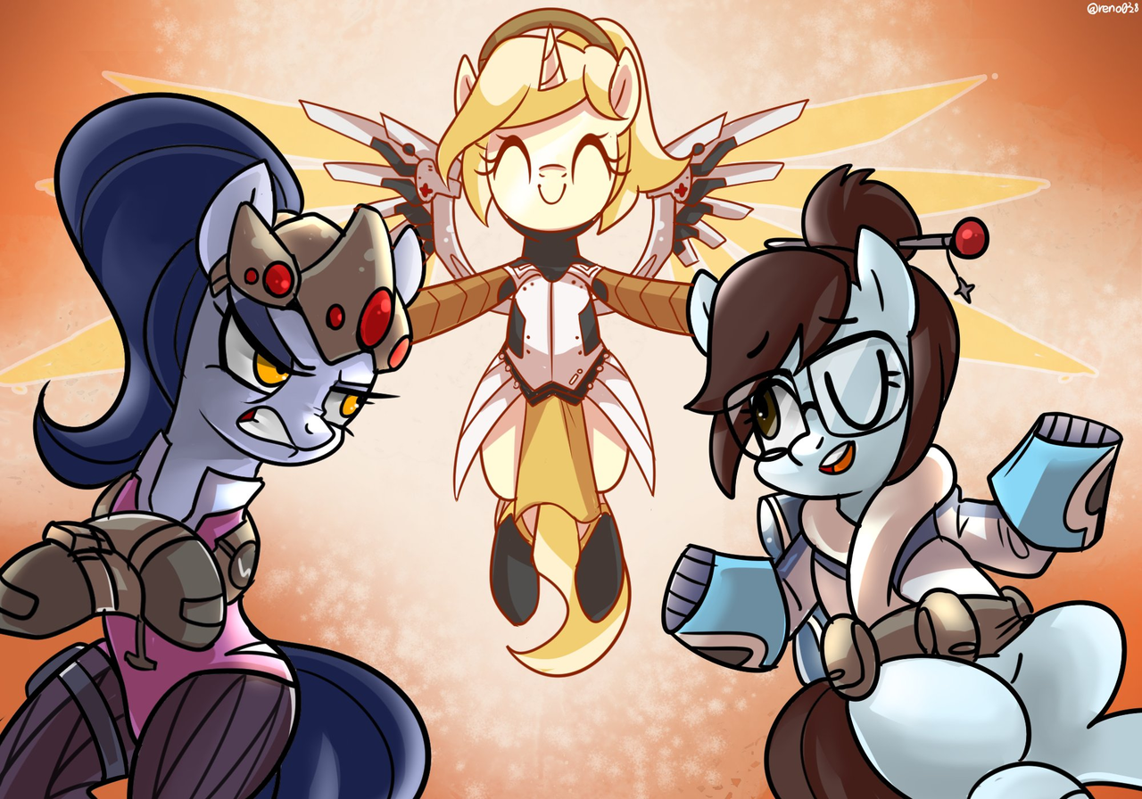 Mercy Mlp #1754261 - safe, artist:renokim, earth pony, pony, unicorn, armor ...