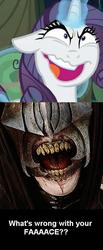 Size: 383x934 | Tagged: safe, edit, edited screencap, screencap, mean rarity, g4, the mean 6, clone, crossover, greedity, lord of the rings, mouth of sauron, mr. plinkett