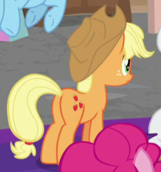 Size: 297x318 | Tagged: safe, screencap, applejack, g4, the mean 6, butt, cropped, plot, underhoof