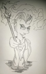 Size: 2083x3320 | Tagged: safe, artist:arcanelexicon, lightning dust, pony, g4, female, high res, sketch, solo, traditional art, weather wizard