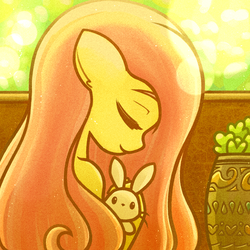 Size: 1929x1929 | Tagged: safe, artist:sigpi, angel bunny, fluttershy, pegasus, rabbit, anthro, g4, eyes closed, female, mare, smiling