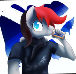 Size: 1262x1228 | Tagged: safe, artist:chaosmauser, oc, oc only, oc:steelrhythm, anthro, anthro oc, drinking, flag, irn bru, scottish, solo