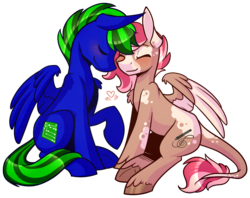 Size: 967x767 | Tagged: safe, artist:ak4neh, oc, oc only, oc:circuit breaker, oc:strawberry breeze, couple, simple background, transparent background