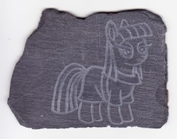 Size: 1216x951 | Tagged: safe, artist:malte279, maud pie, g4, craft, engraving, rock, slate, slate engraving, stone
