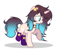 Size: 1024x882 | Tagged: safe, artist:mintoria, oc, oc only, oc:bright moon, pony, unicorn, clothes, female, mare, simple background, socks, solo, transparent background
