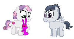 Size: 462x244 | Tagged: safe, artist:drypony198, rumble, sweetie belle, oc, oc:rosie bunny, g4, sweetiemom