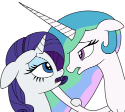 Size: 1810x1630 | Tagged: safe, artist:eagc7, princess celestia, rarity, alicorn, pony, unicorn, g4, duo, female, lesbian, looking at each other, mare, ship:rarilestia, shipping, simple background, transparent background